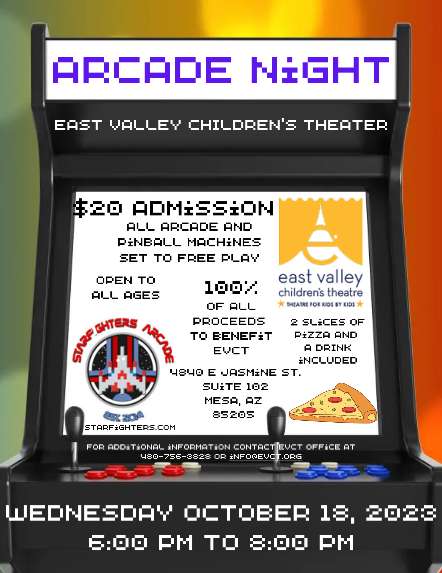 Family Night at Starfighter Arcade Oct 18 6 pm