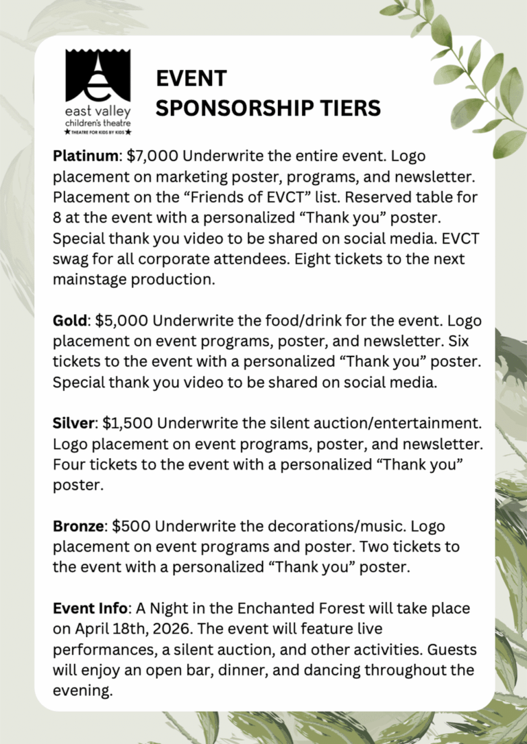 2026 GALA SPONSORSHIP TIERS